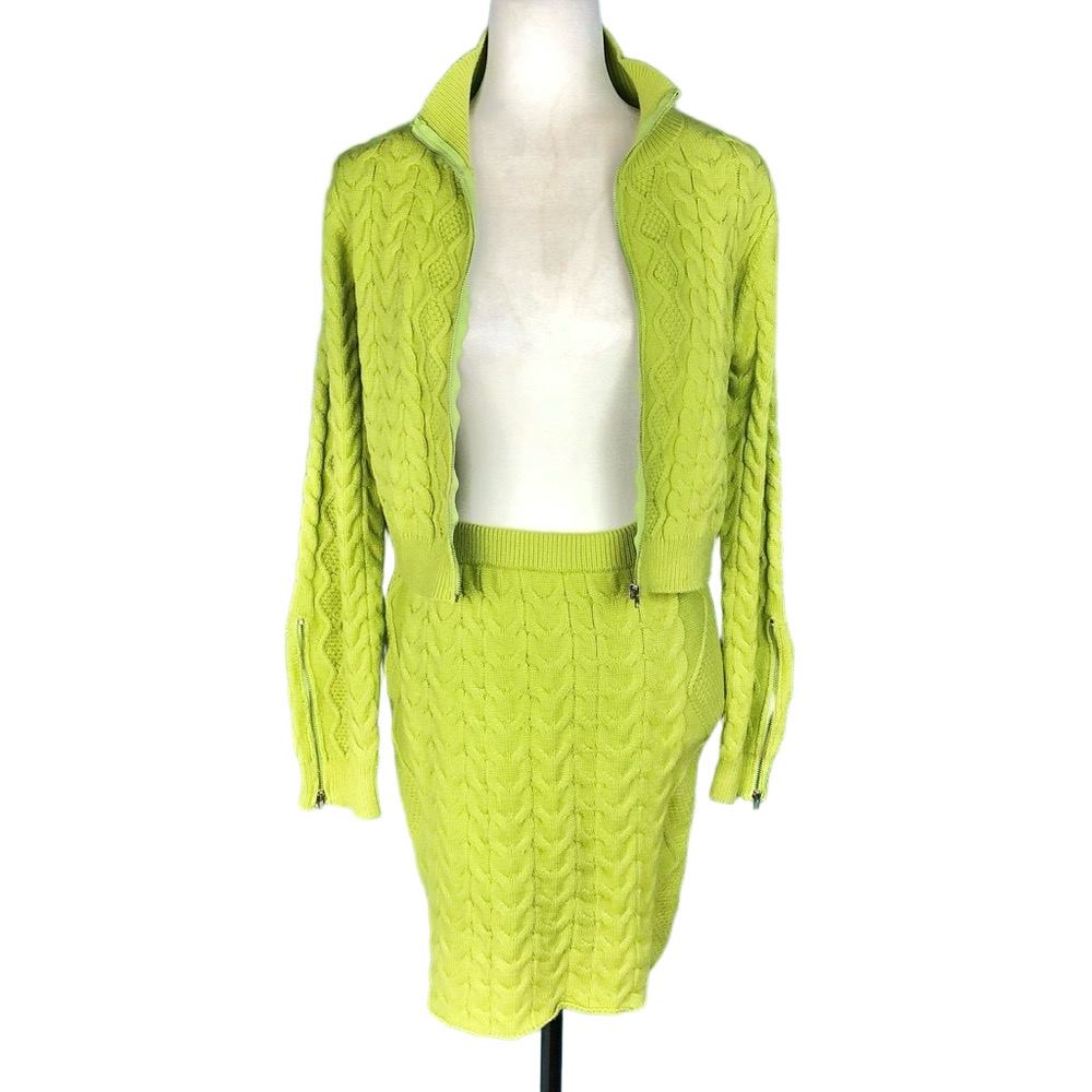 Fashion Nova lime 2pc knit set, NWT